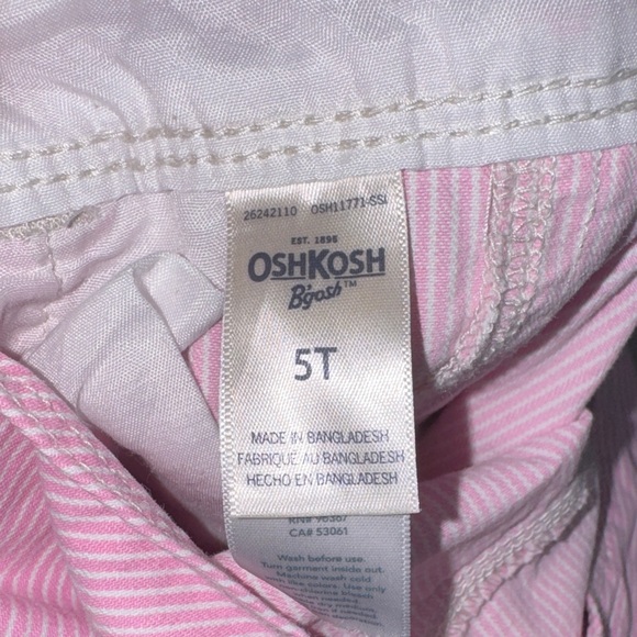 OshKosh B'gosh Light Pink Stripped Heart Overalls Size 5 - Picture 6 of 6